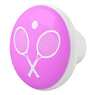 Tennis Rackets en Ball Party roze Keramische Knop