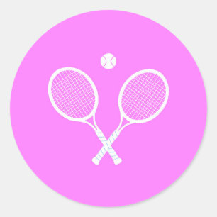 Tennis Rackets en Ball Party roze Ronde Sticker