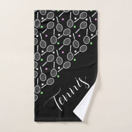 Tennis Rackets en Balls Black Handdoek