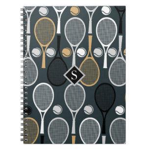 Tennis Rackets Gepersonaliseerde Monogrammen Naam Notitieboek