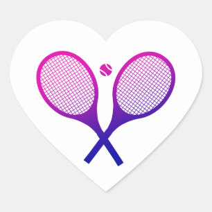 Tennis Rackets Magenta to Paarse Ombre Hart Sticker