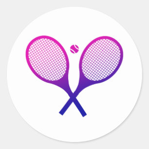 Tennis Rackets Magenta to Paarse Ombre Ronde Sticker