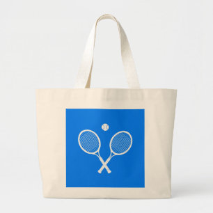 Tennis Rackets met Ball Ultramarine Blue Hue Grote Tote Bag
