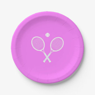 Tennis Rackets Party Deep Roze Papieren Bordje