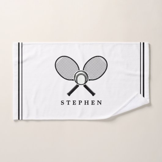 Tennis-racks en naam zwarte en witte poorten handdoek (Handdoek)