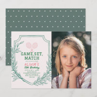 Tennis Racquet Retro Roze & Groen Meisje Verjaarda