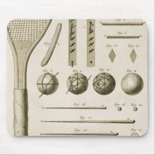 Tennis Racquets en Billiard Cues van de "Encyc" Muismat