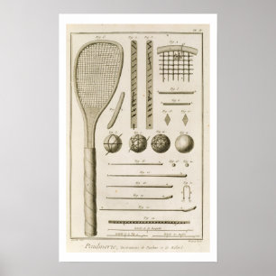 Tennis Racquets en Billiard Cues van de "Encyc" Poster