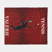 Tennis Rode Faux Sparkle Fleece Deken w / Naam (Voorkant (Horizontaal))