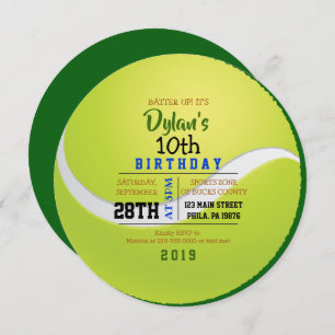 TENNIS ROND Anniversaire Fête Invitation