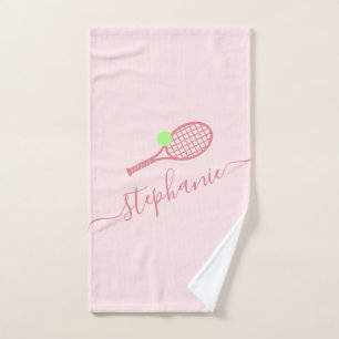 Tennis rose personnalisé Nom du script Serviette à