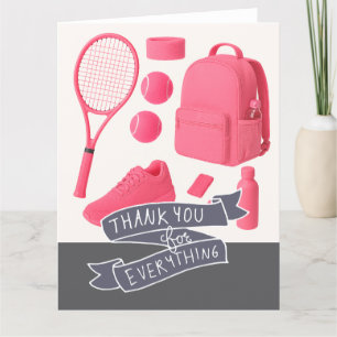 Tennis Roze thema gevouwen dank u kaart