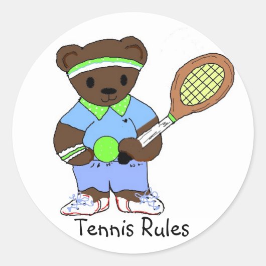 Tennis Rules Ronde Sticker (Voorkant)