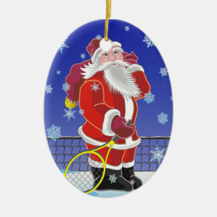 Tennis Santa, kerstboom, Keramisch Ornament