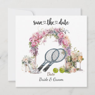 Tennis Save the date Huwelijksfeest Uitnodiging
