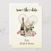 Tennis Save the date Uitnodiging voor het huwelijk (Voorkant / Achterkant)