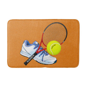Tennis-schoenknop en -rack met aangepaste tekst badmat