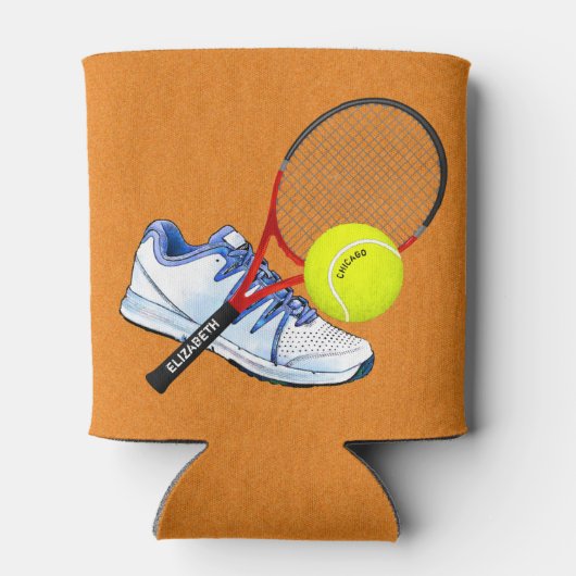 Tennis-schoenknop en -rack met aangepaste tekst blikjeskoeler (Achterkant)