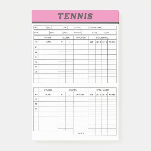 Tennis Score Sheets -Notes de post-it du Pad de no (Devant)
