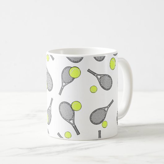 Tennis Seamless Pattern - Racket and Ball Koffiemok (Voorkant rechts)