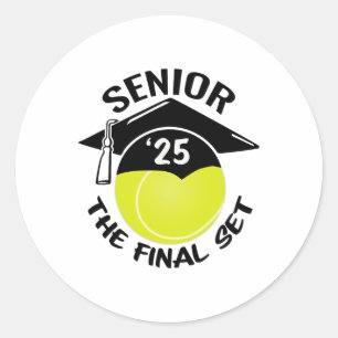 Tennis Senior 2025 de laatste set afstuderen cap Ronde Sticker