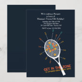 Tennis Serve Zone Invitation Kaart (Voorkant / Achterkant)