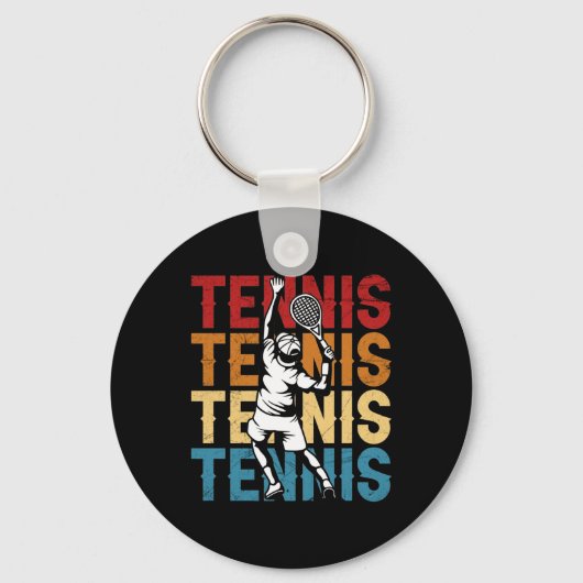 Tennis Silhouette Retro Colors Player Sleutelhanger (Voorkant)