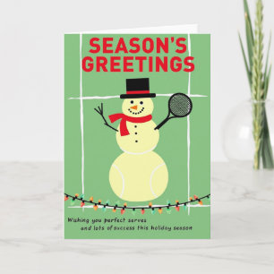 Tennis Sneeuwman Kerstkaart Kaart
