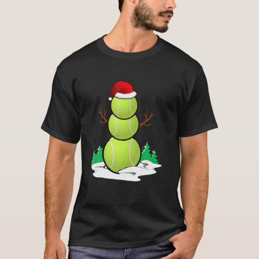 Tennis Snowman Balls Kerstmis Pajama Gifts Mannen T-shirt (Voorkant)