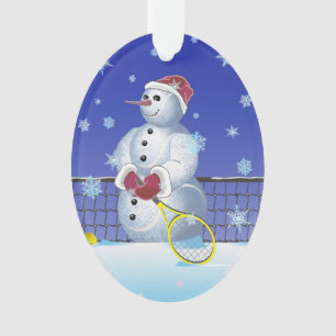 Tennis Snowman Prettige feestdagen Ornament