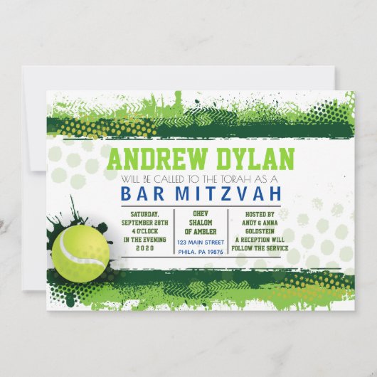 TENNIS SPLASH Bar Mitzvah Invitation (Devant)