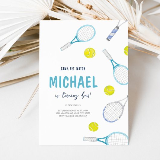 Tennis Sport Thème Anniversaire Invitation