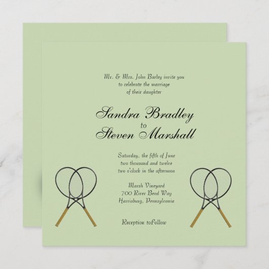Tennis Sport Thème Mariage Invitations (Devant / Derrière)