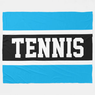 TENNIS Sportief 70s Azuurblauw Zwart Wit Strepen Fleece Deken