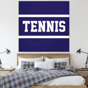 TENNIS Sportief Atletisch Marineblauw Witte Strepe Canvas Afdruk