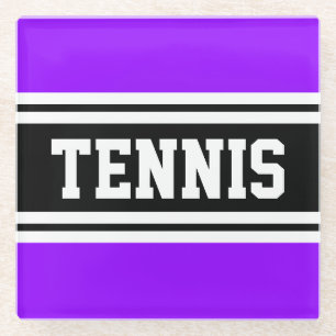 TENNIS Sportieve Heldere Paarse Zwarte Racing Stri Glazen Onderzetter