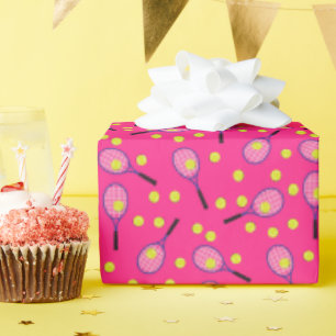 Tennis Sports Birthday Party roze Cadeaupapier