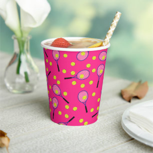 Tennis Sports Birthday Party roze Papieren Bekers