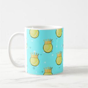 Tennis Sports King Pattern on Blue Background Koffiemok