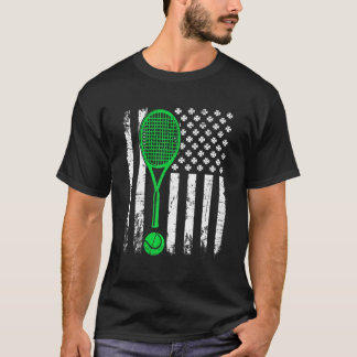  Tennis St Patricks Day American Flag Shamr T-shirt