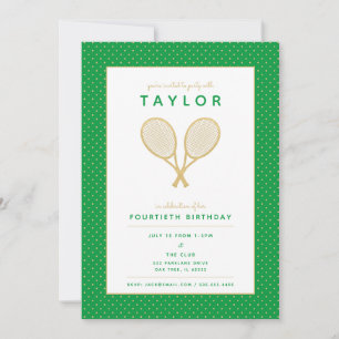 Tennis Star Chic Gold et Green Party Invitation