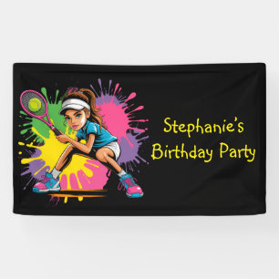 Tennis Star Girl Verjaardagsfeestje Spandoek