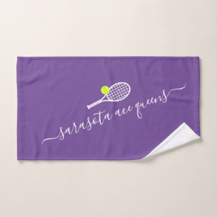 Tennis Team Name Personalized Purple Hand Towel Handdoek