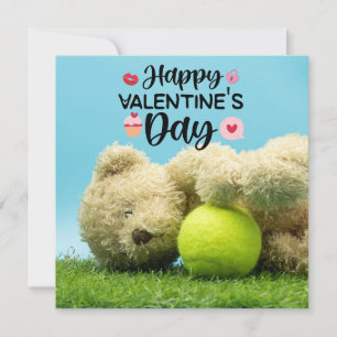 Tennis Teddy Happy Valentine's Day tegen speler Kaart