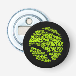 Tennis Termen Tennisspeler Tennisbal Spelend Button Flesopener