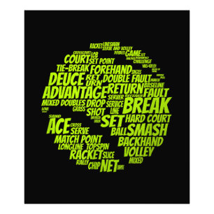 Tennis Terms Tennis Player Tennis Ball afspelen Foto Afdruk