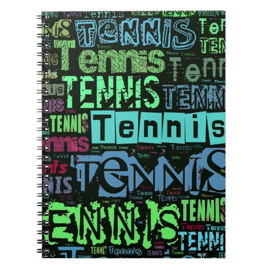 Tennis Text Collage Notitieboek (Voorkant)