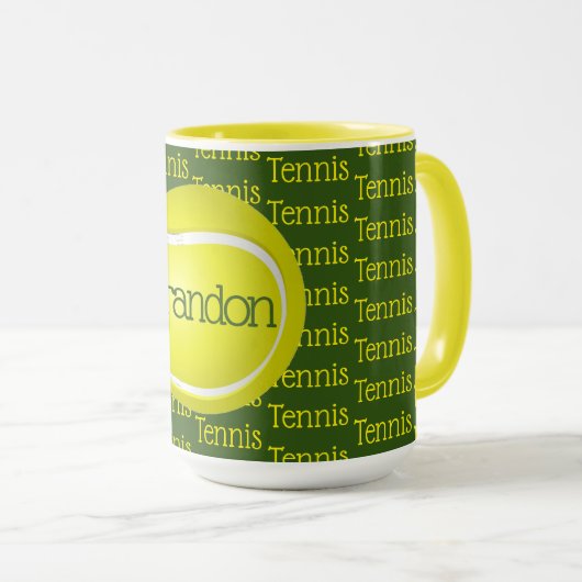 Tennis Text Design Café Mug (Devant droit)