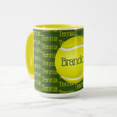 Tennis Text Design Café Mug (Devant gauche)