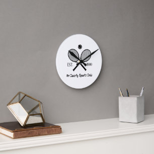 Tennis Thema Monogram Ballen Aangepast Design Ronde Klok